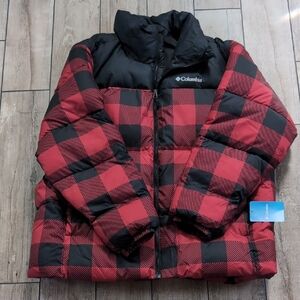 NEW Men's Columbia Red and Black Buffalo Plaid Puffect II Puffer Snow Jacket